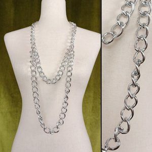 Vintage 70s Silver Double Strand Disco Chain